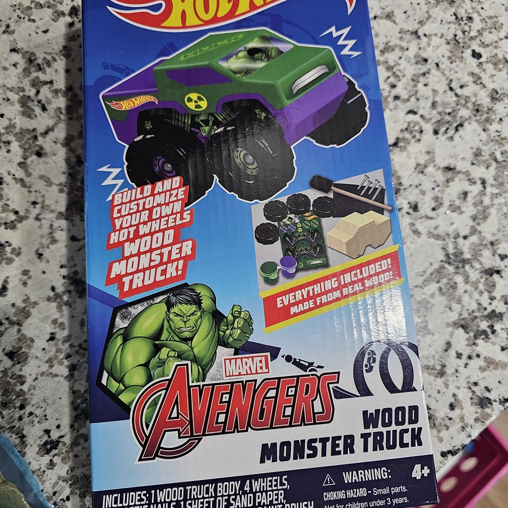 Avenger Wood Monster Truck in Green & Purple - Buildable Hot Wheels Set